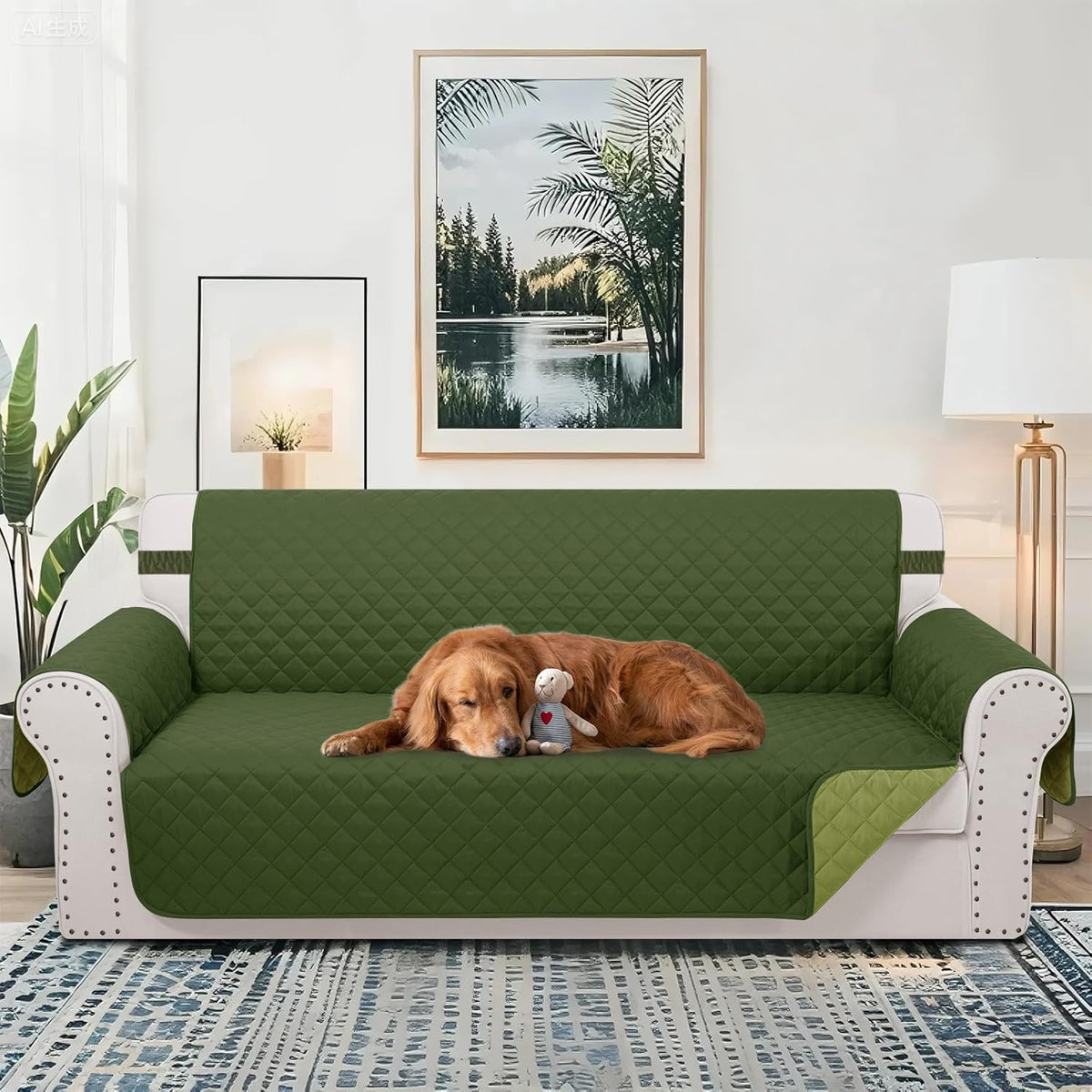 Reversible 4 Seater Sofa Cover 91 Inch Large Couch Cover Furniture Protector(Sofa