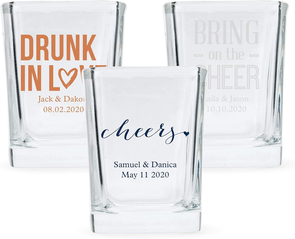WEDDINGSTAR Personalized 2oz Square Shot Glass Customizable Full Color Print - 132 pack