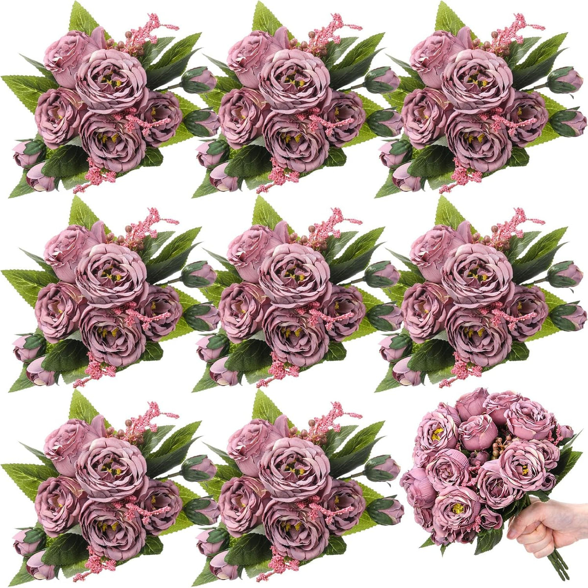 8 Bundles Artificial Peonies Flowers Boho Faux Flowers Arrangements Artificial Centerpiece Spring