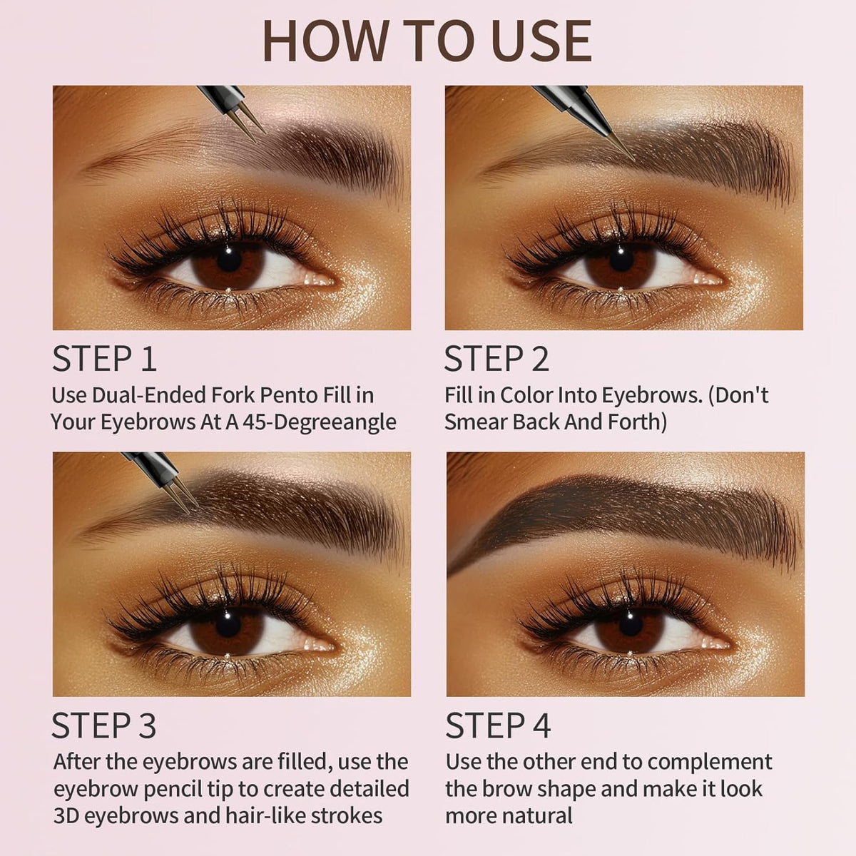 Eyebrow Pencils for Women, 2-in-1 Dual-Ended Microblading Eyebrow Pencil Waterproof with 2 Fork Tip