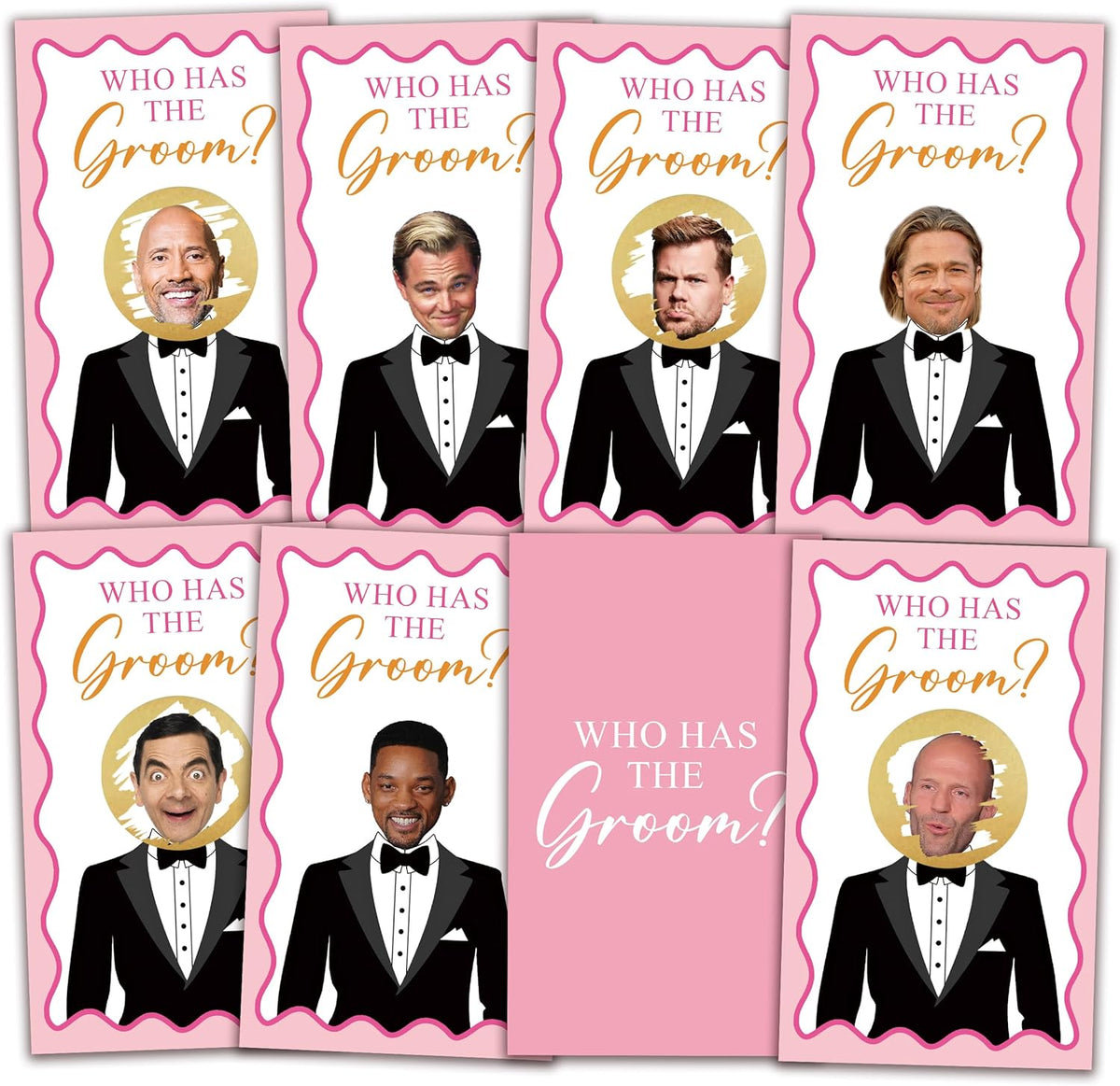 Who Has The Groom Bridal Shower Game Cards, 41Pcs Pink Wedding Shower Scratch Off Games, 3.5"x 2.1"