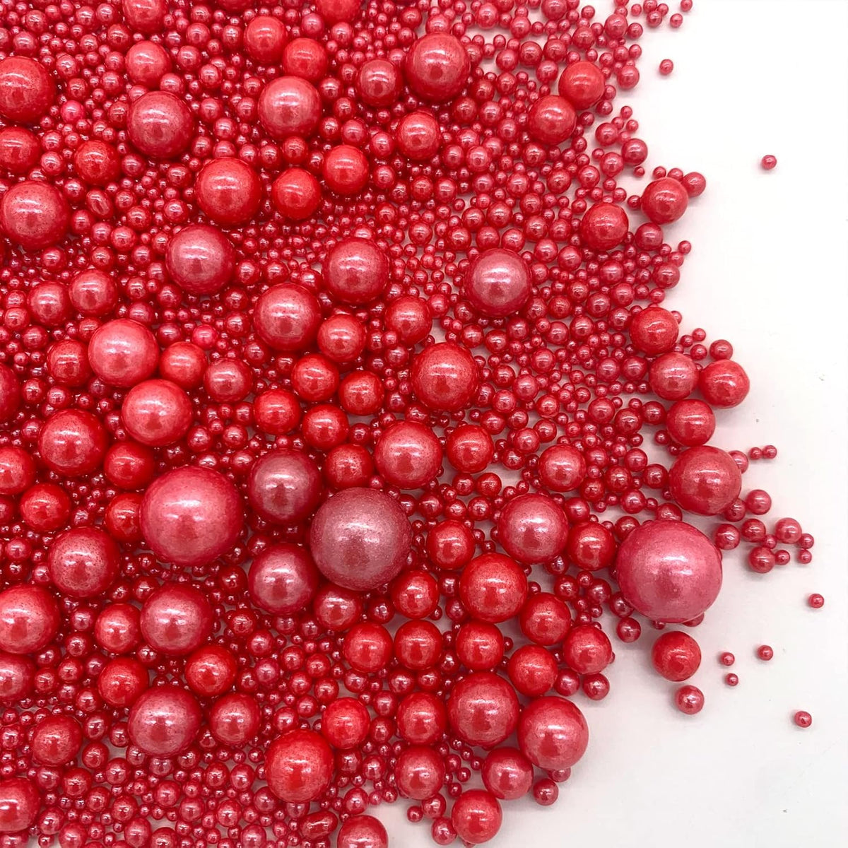 Weraru Edible Red Pearl Sugar Sprinkles Candy Mixing Size Baking Edible Cake Decorations Cupcake