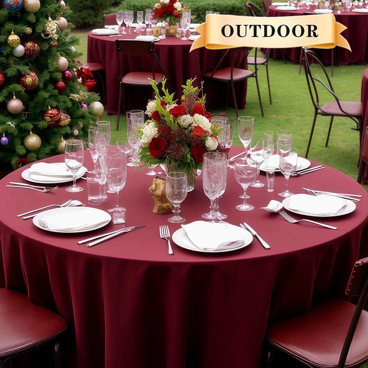 sancua Round Tablecloth - 108 Inch - Water Resistant Spill Proof Washable Polyester Table Cloth