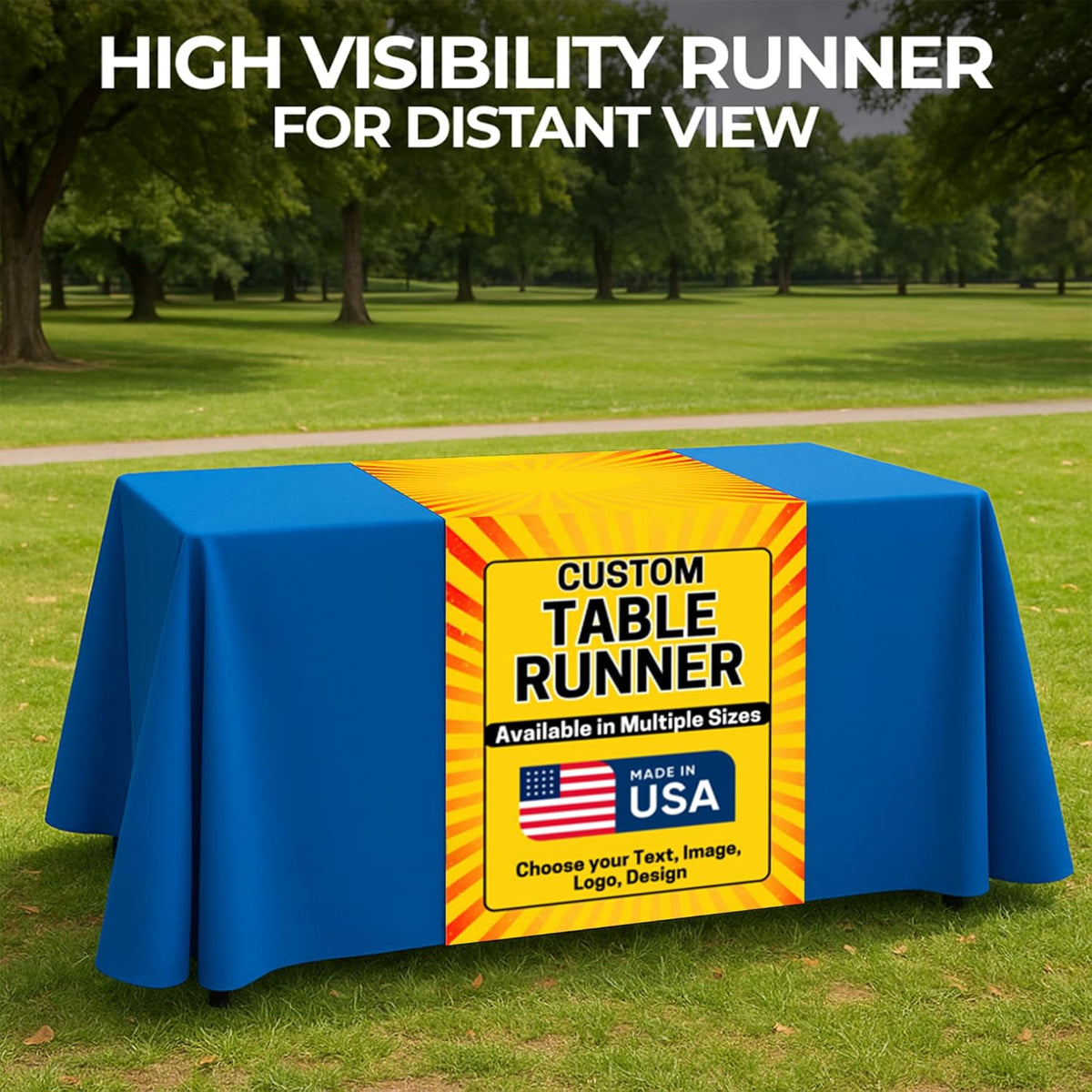 DreamController Custom Table Runner 12"x72" to 36"x72" with Business Logo, Image or Text |