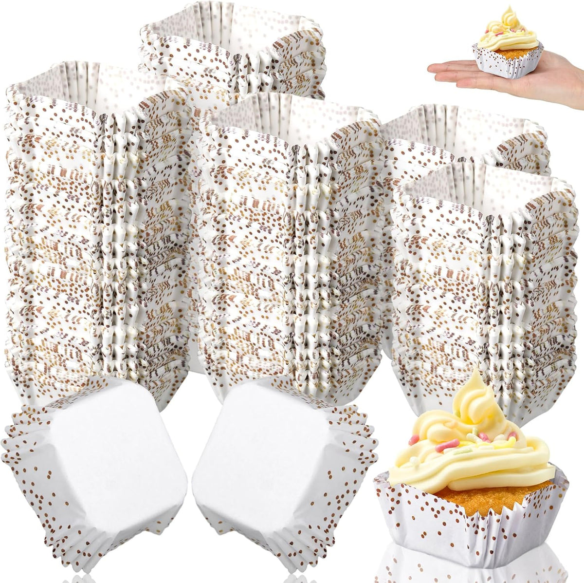 Tanlade 350 Pcs Square Mini Cupcake Liners Disposable Brownie Baking Pan Liners 1.77 Inch Paper