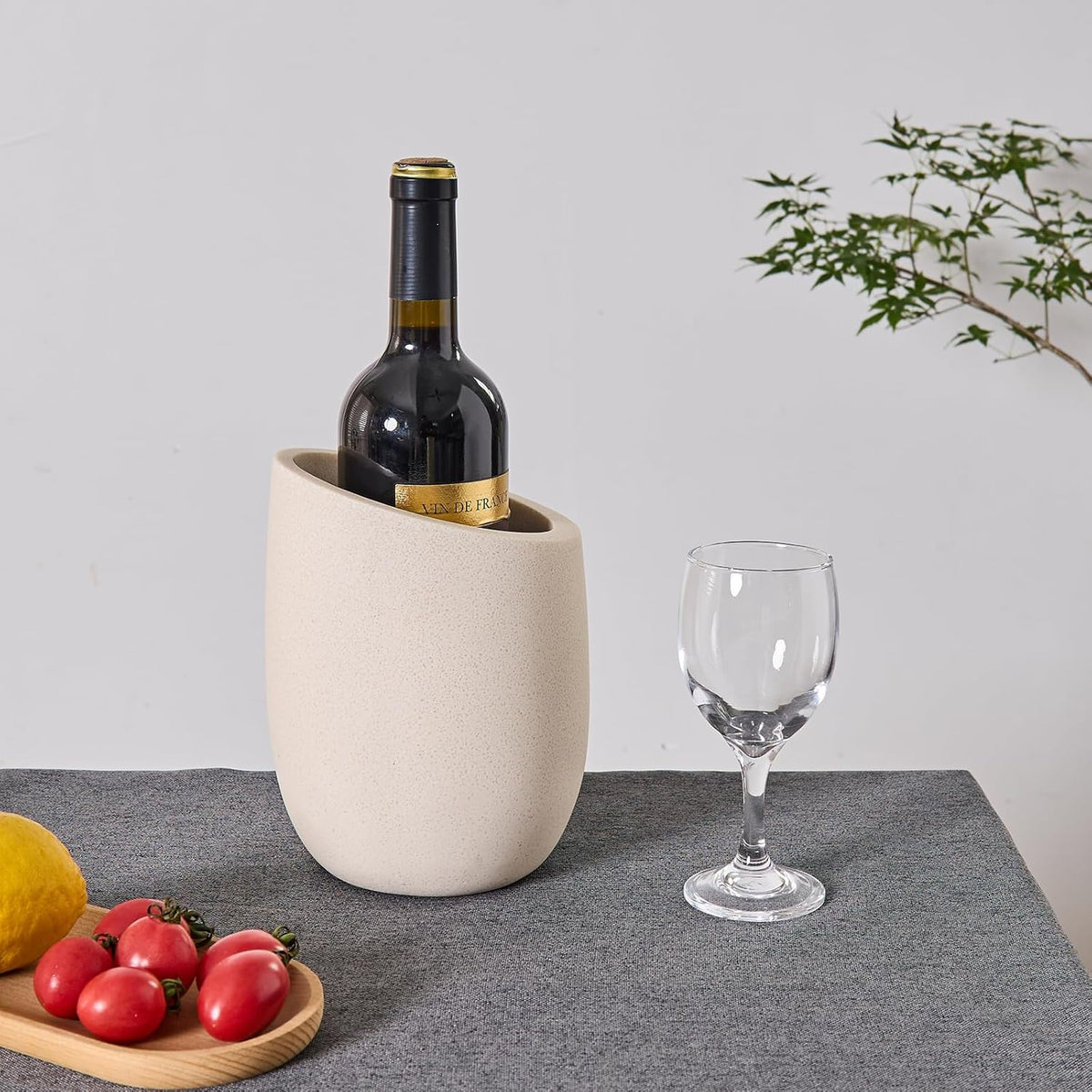 Beige Sand Stone Textures Wine Chiller Bucket – 750ml Resin Cooler for Wine & Champagne Bottles