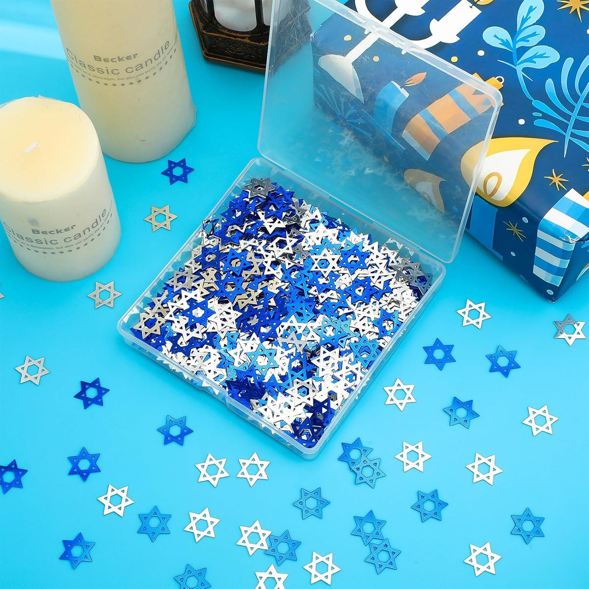 MARFOREVER Star of David Glitter Confetti, Hanukkah Confetti Table Decorations Chanukkah Metallic