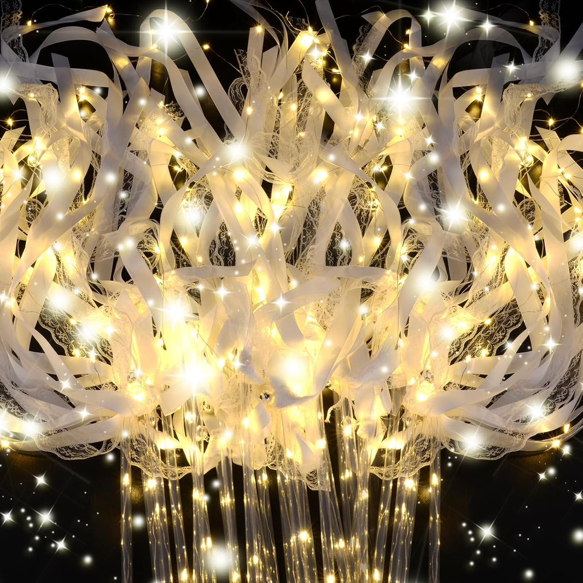 200PCS Light up Wands for wedding, Wedding Wands Streamers with 3 Colorful Flashing Modes, Fairy