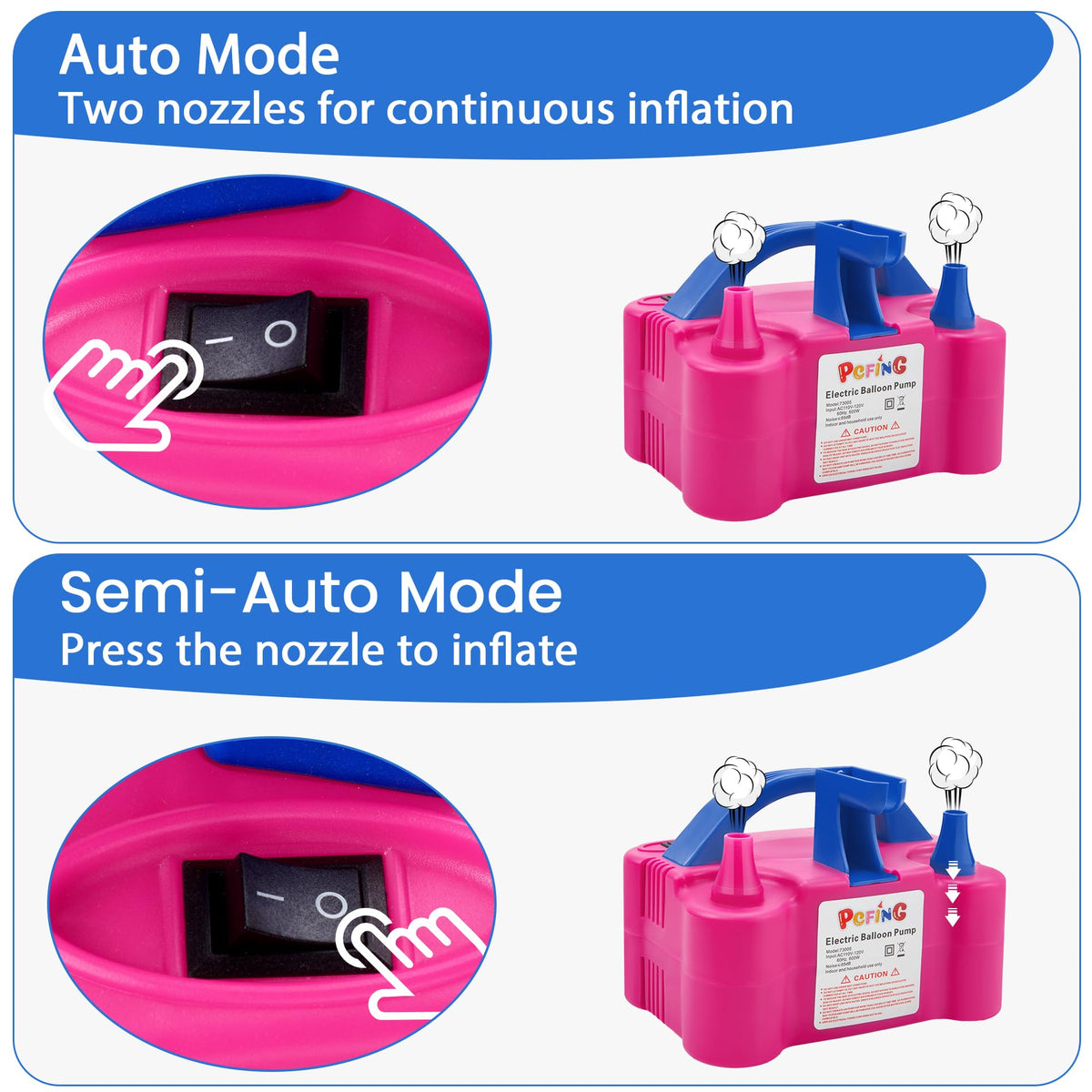 PCFING Balloon Pump Electric and Balloon Tying Tool in One, Portable Balloons Inflator Blower