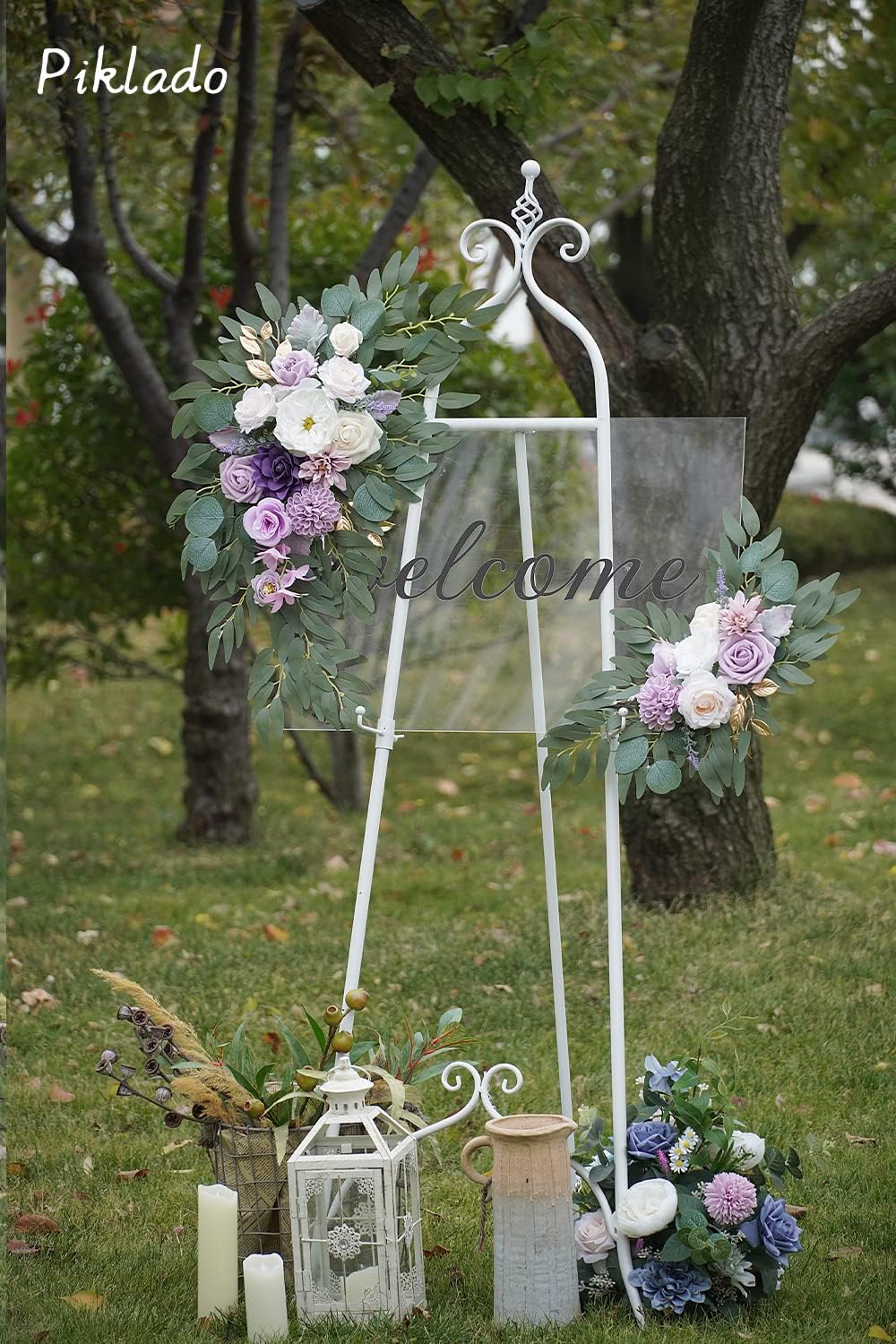 Faux Flower Swag Set of 2 for Wedding Welcome Signs Floral Swag Wedding Reception Ceremony Signs