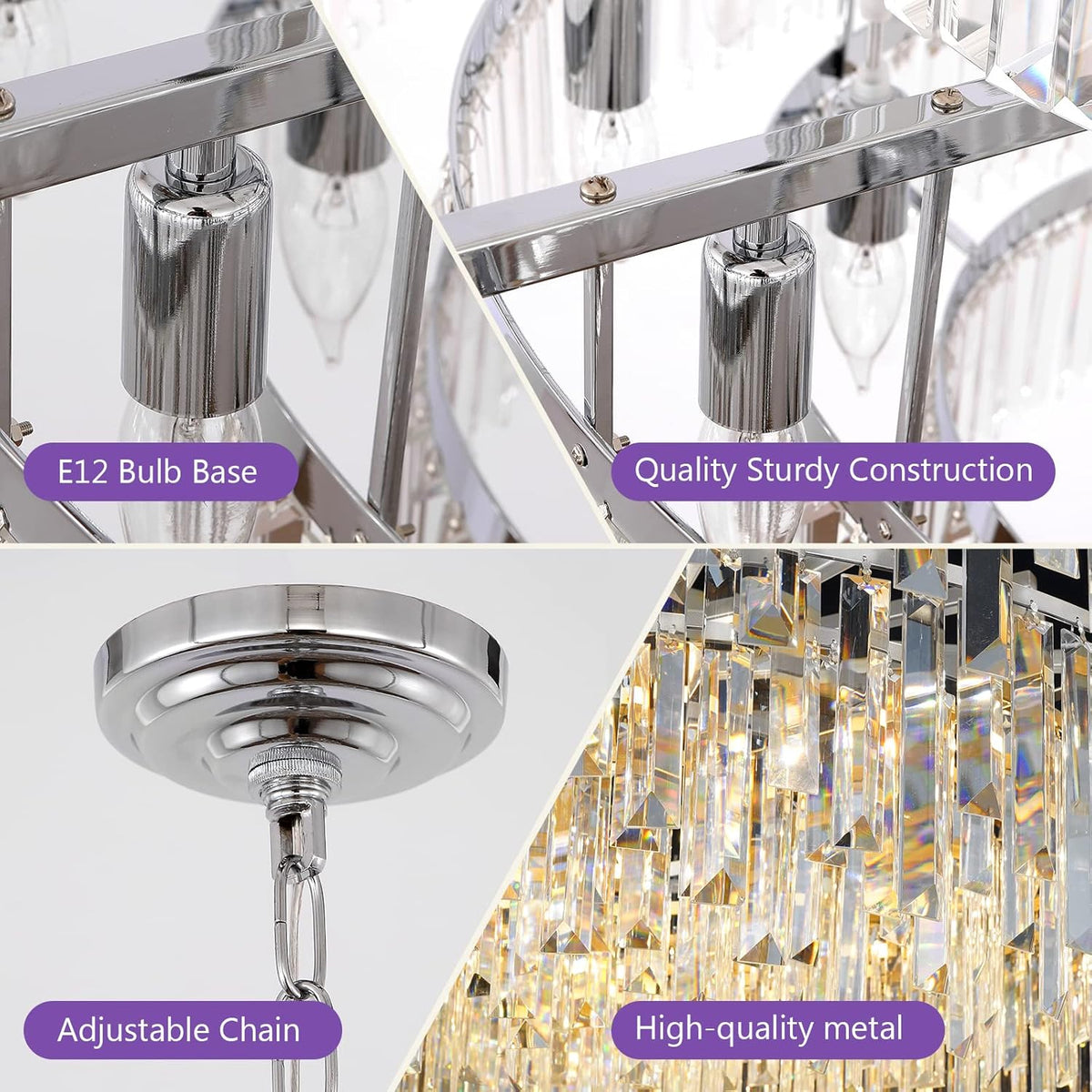 Crystal Chandelier Lighting 39'' for Dining Rooms Bedroom Foyer Entryway Ceiling Hanging Pendant
