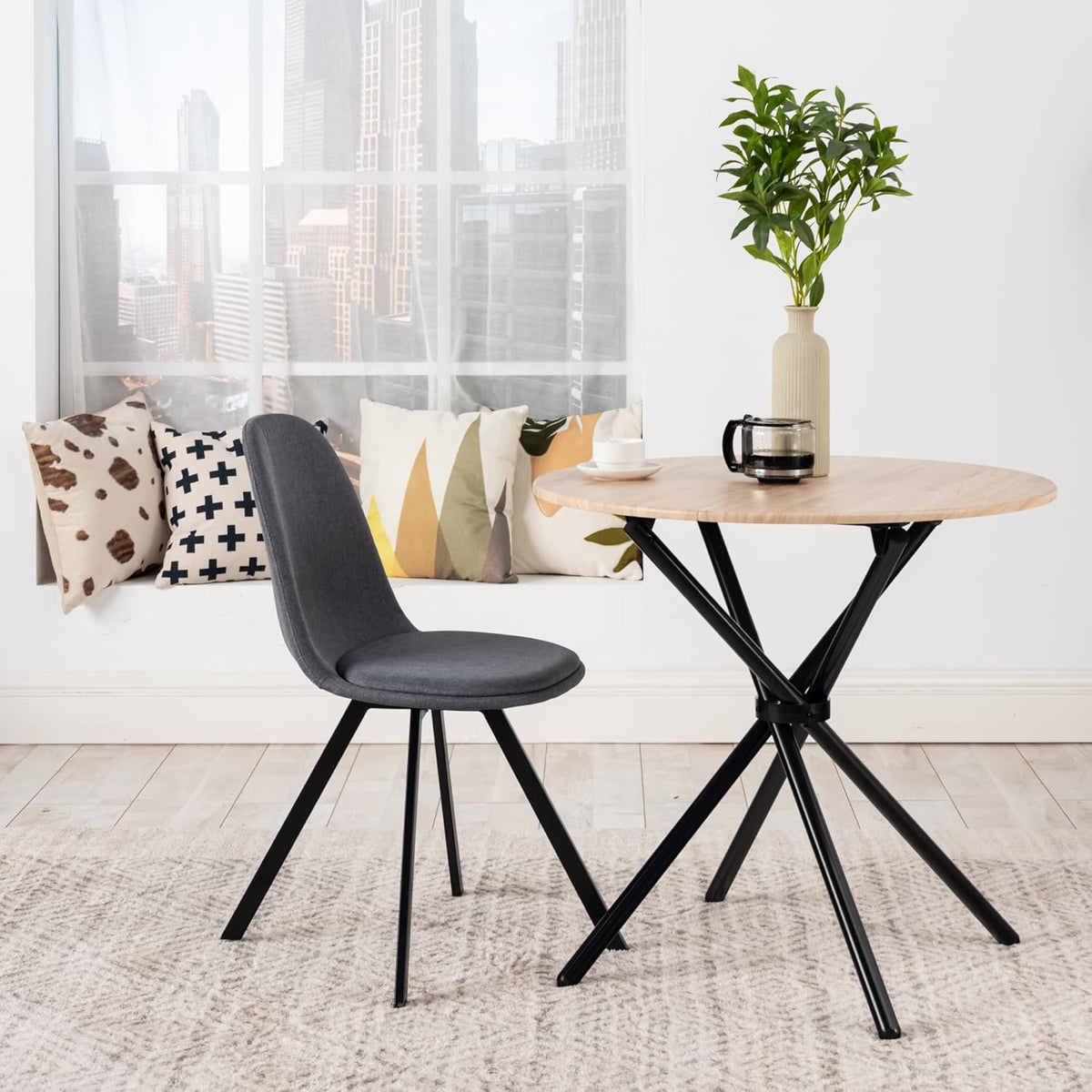Homy Casa Swivel Dining Chairs Set of 4, 360° Rotating Side Chairs, Mid Century Modern Style Chairs