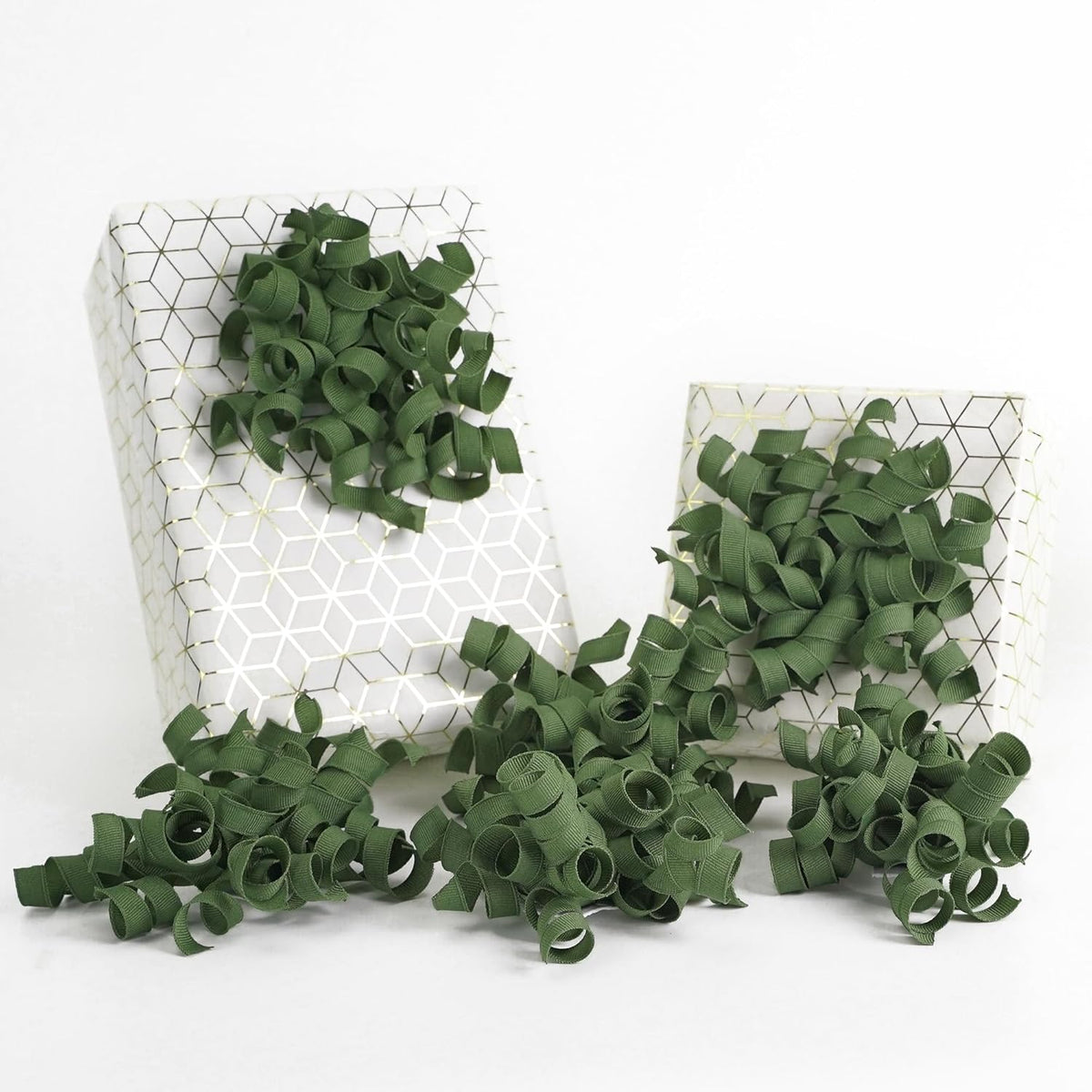 HUIHUANG Moss Green Bows for Gift Wrapping, Green Curly Ribbon Bows Self Adhesive Burst Gift Bow
