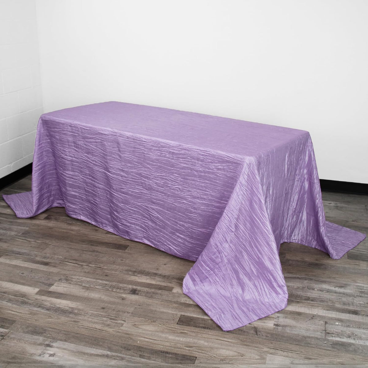 YOUR CHAIR COVERS - 90 x 132 inch Rectangular Crinkle Taffeta Tablecloth - Lavender, Rectangle