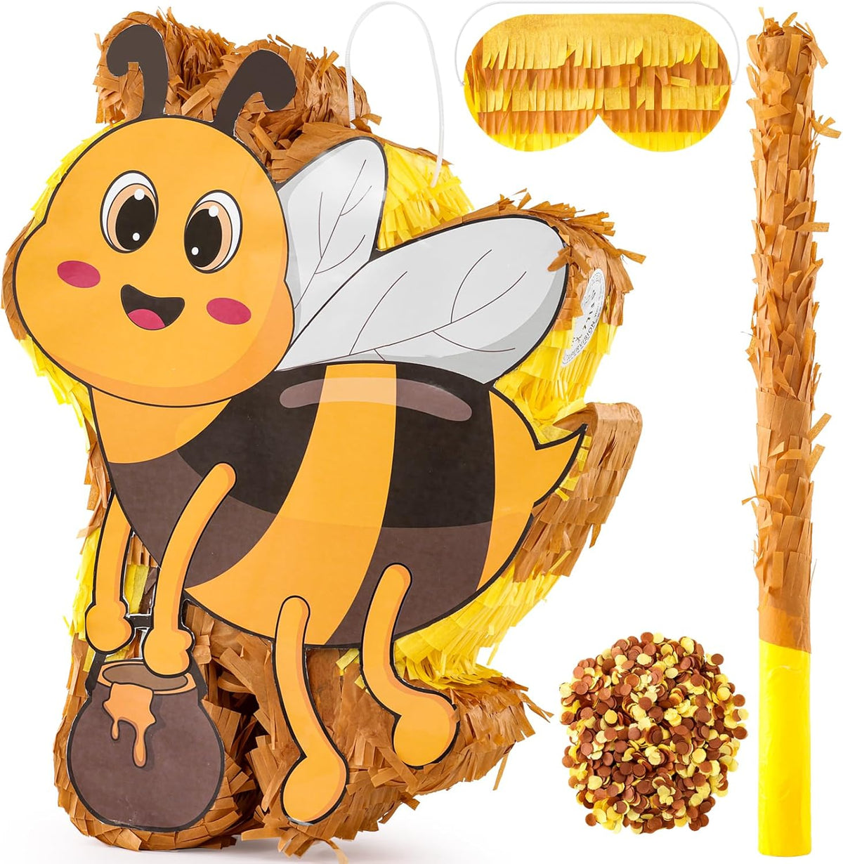 VINTS Bee Piñata Large Kids Bee Piñata with Blindfold Stick Confetti for Bee Themed Party Girl Boy