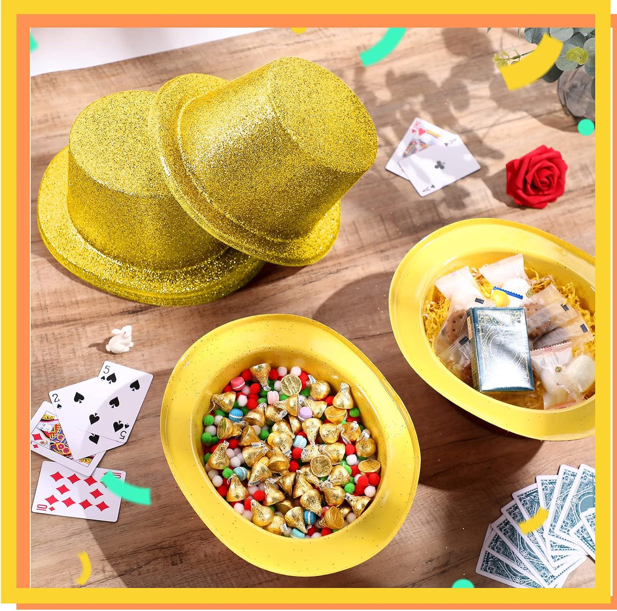 Hillban 12 Pcs Top Hats Halloween Glitter Plastic Retro Disco Party Hats for Halloween Magician