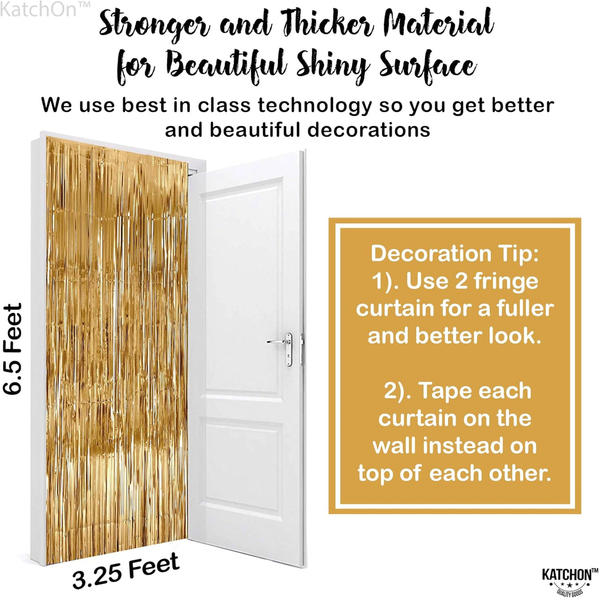 Katchon, Champagne Gold Backdrop Curtain - Pack of 2 | Gold Streamers for Birthday, Anniversary