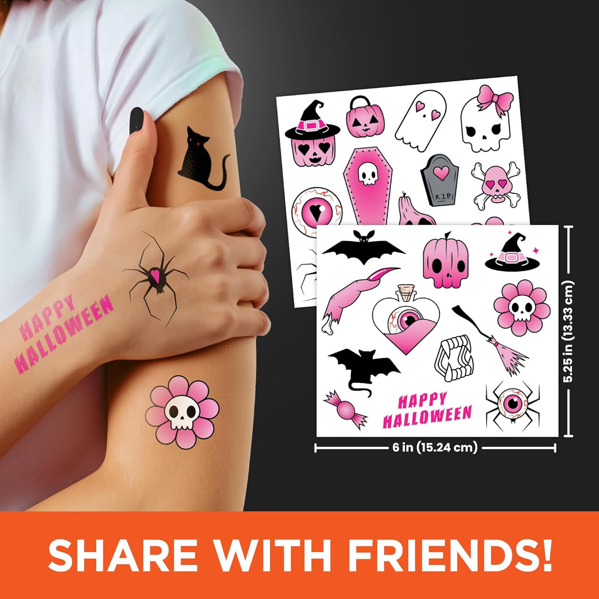 Spooky Halloween Temporary Tattoos Variety Pack – 100+ Scary Designs for Kids & Adults, Includes