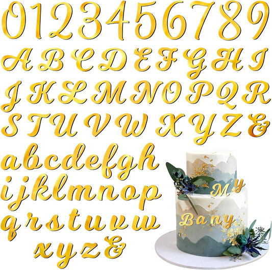 126pcs Acrylic Alphanumeric Cake Decoration, Mirror Number 0-9 and Alphabet A-Z Personalized Cake