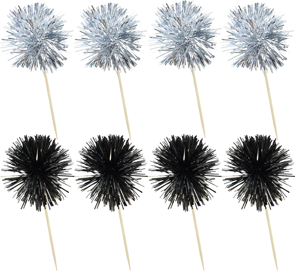 Ephlyn 30Pcs Foil Firework Cupcake Toppers Sparkles Fireworks Sticks Birthday Decorations Sparkle