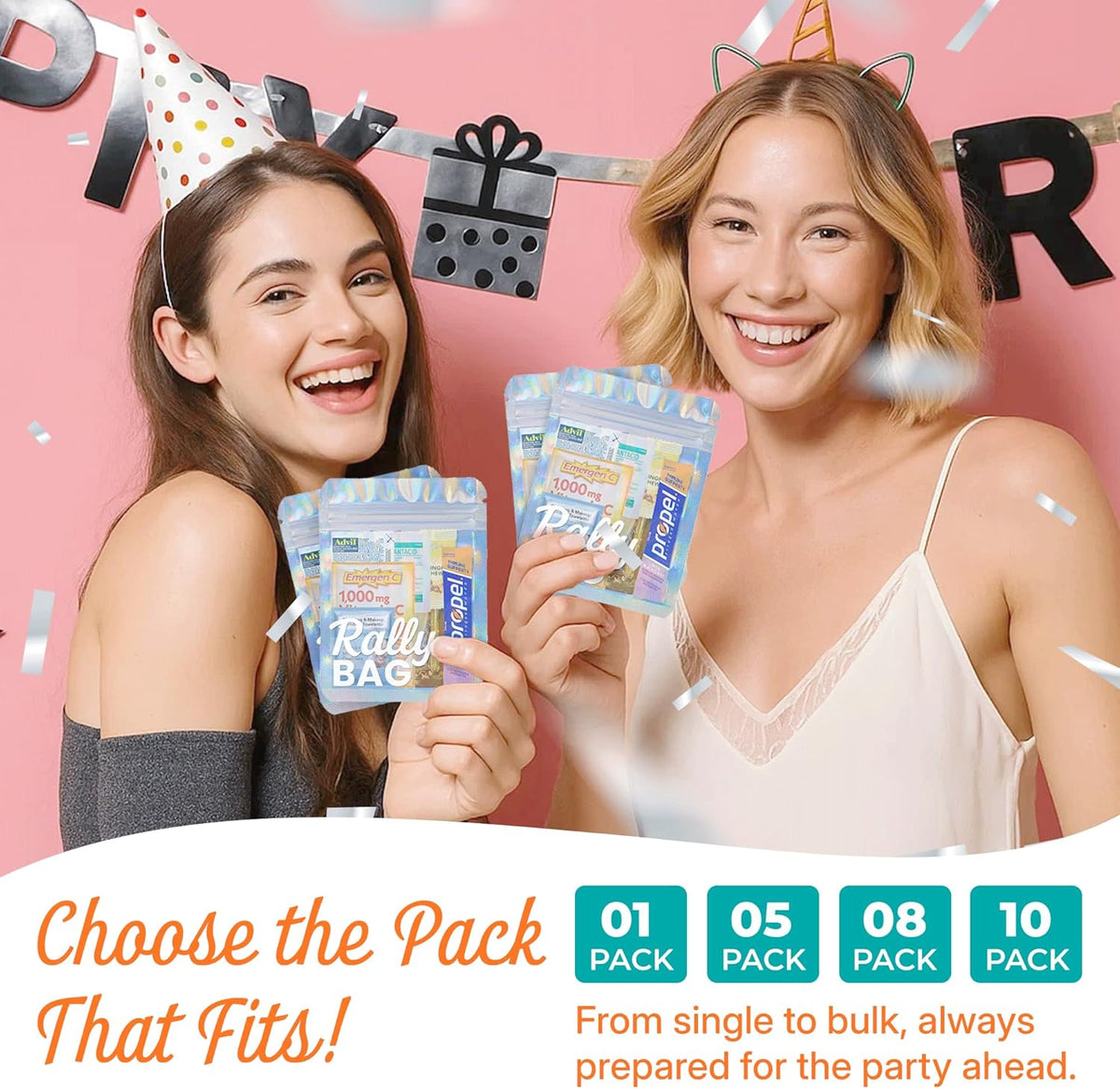 The Rally Bag - 5 Hangover Kits for Bachelorette Parties & Weddings | Filled Hangover Kits with