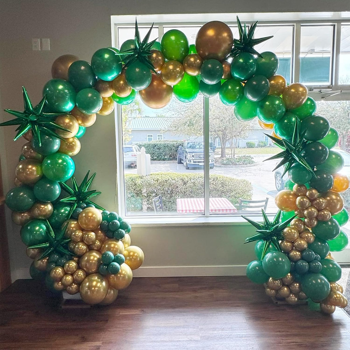 Green Yellow Gold Balloons, 12 Inch Dark Emerald Green Yellow Balloons, Sage Green Metallic Gold