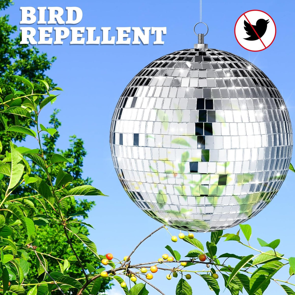 Haull 8 Pcs Large Disco Ball Set Silver Mirror Disco Reflective Ball with Hanging Ring Party