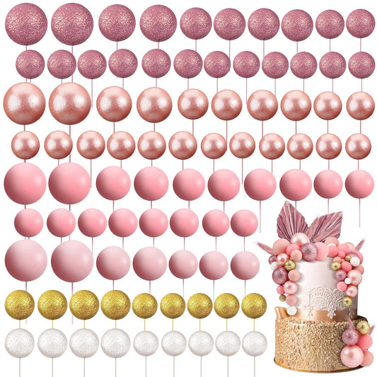 108 Pcs Balls Cake Topper DIY Cupcake Insert Foam Balloons for Cake Baking Wedding Anniversary
