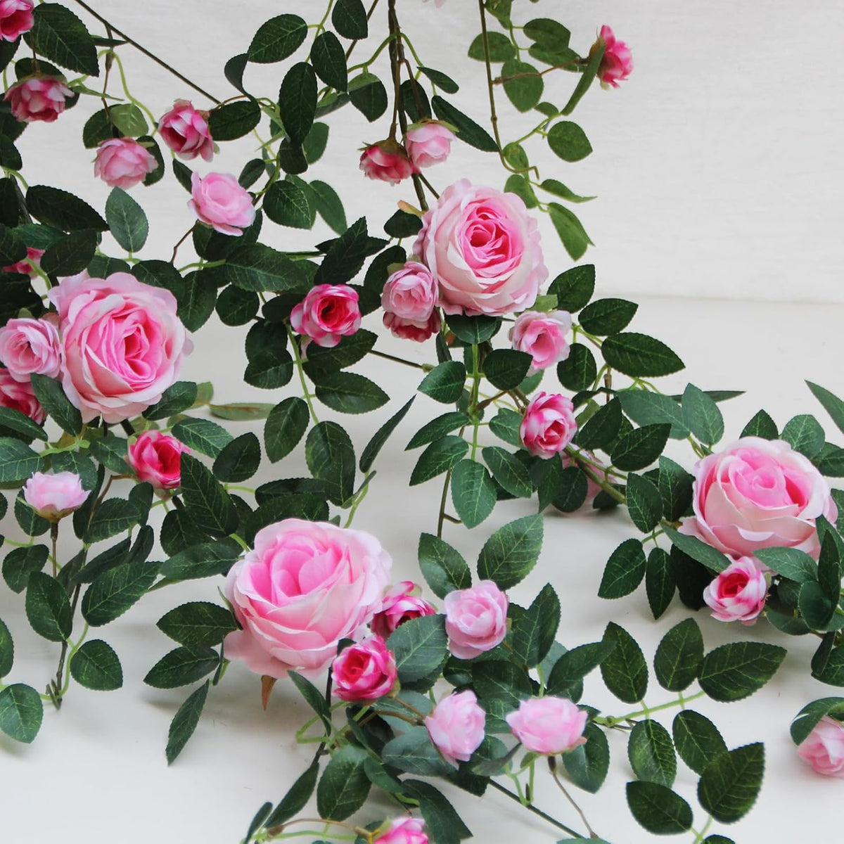 6FT Pink Flower Garland Artificial Rose Vines Hanging Floral Garland for Home Decor Wall Trellis