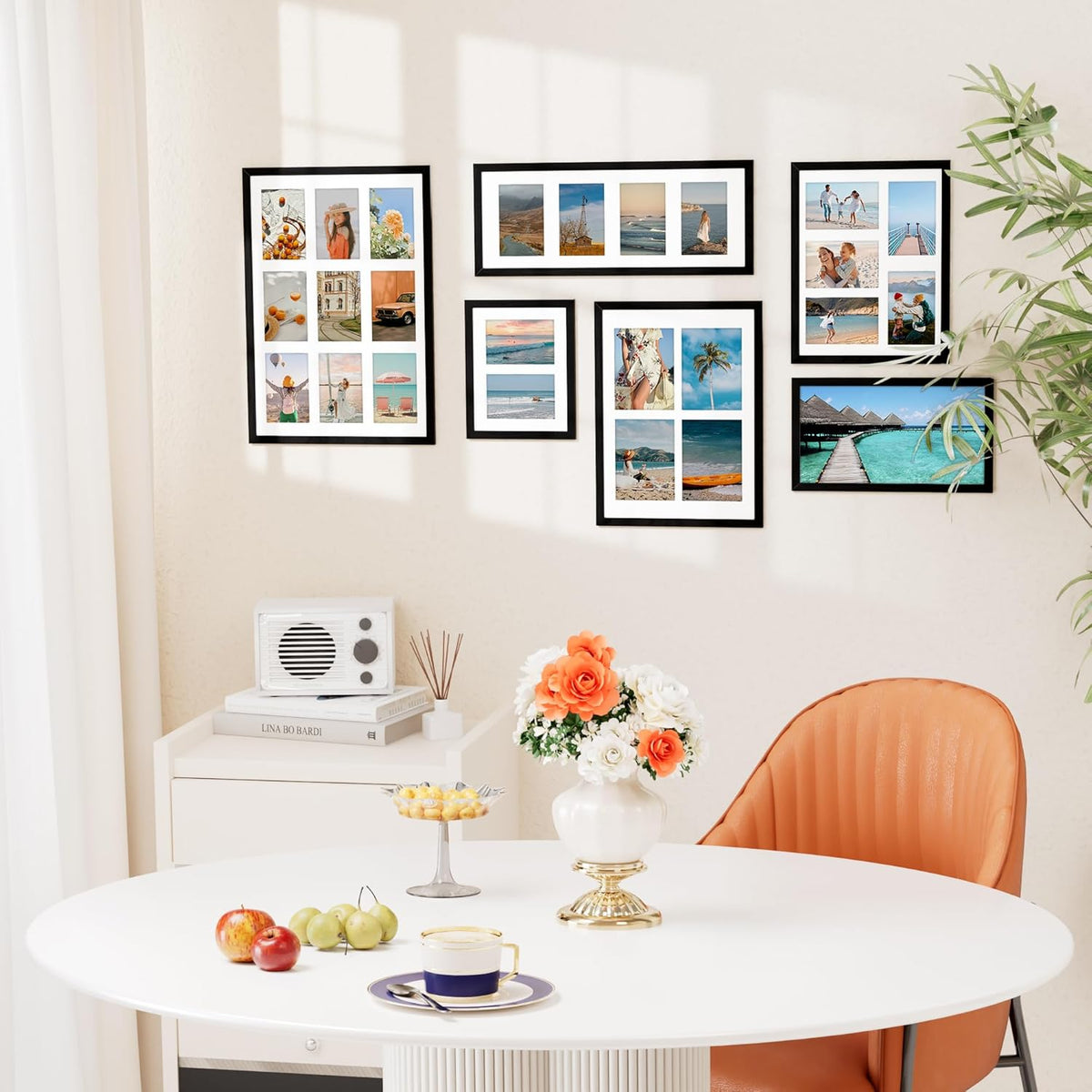 Vittanly 8x10 Collage Picture Frame, Displays 2Pcs 4x6 Pictures with Mat, Photo Frame for Wall