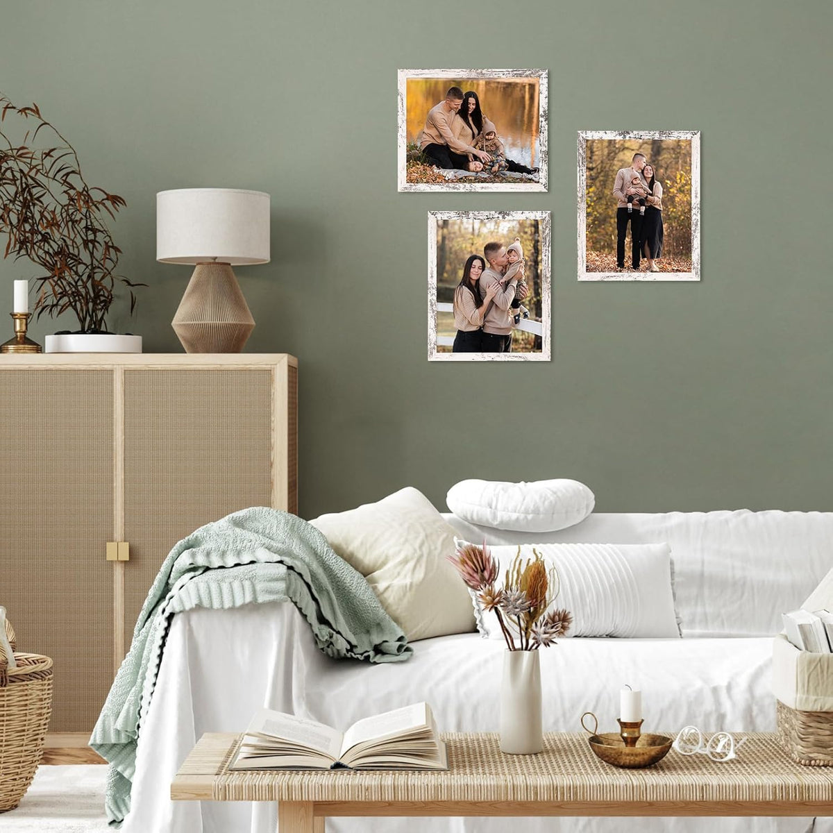 PETAFLOP Wooden Bulk 8x10 Picture Frame Set of 18, White Distressed Photo Frames Fits 8 by 10 for