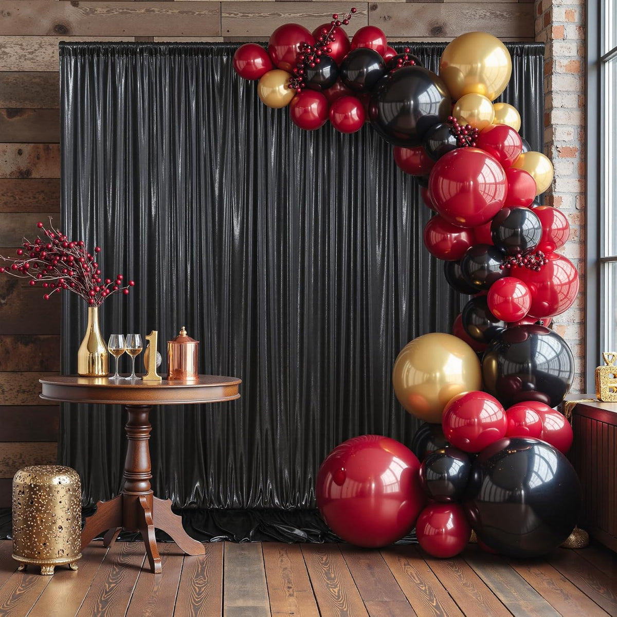 Outpain Thick 30 ft x 10 ft Black Sequin Backdrop Curtain for Parties, Wrinkle Free Glitter Photo