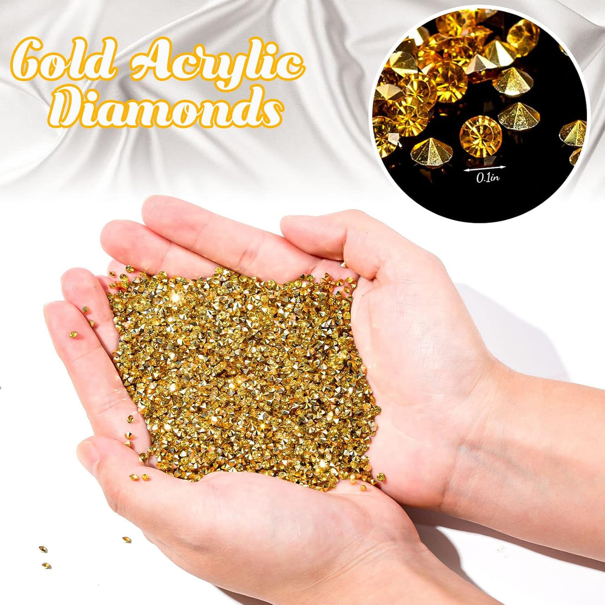 FUTUREPLUSX 28000PCS Fake Diamonds, 3mm Gold Acrylic Crystals Diamond Decorations for Vase Fillers