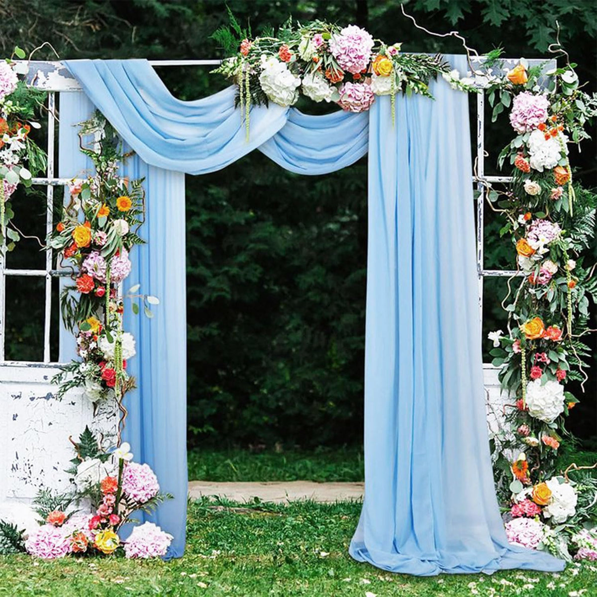 Wedding Arch Drapes Fabric 4 Panels 20Ft Length x 28" Width Baby Blue Arch Draping Chiffon Fabric