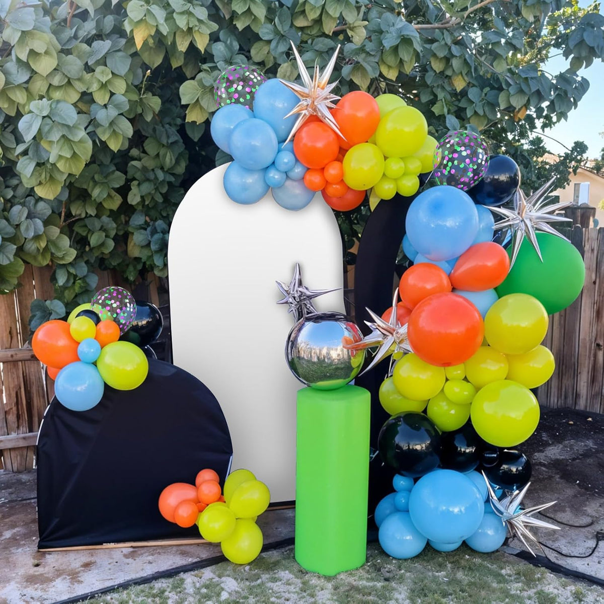 Green Orange Black Balloons, 12 Inch Fruit Green Orange Teal Black Confetti Latex Balloons for Boys