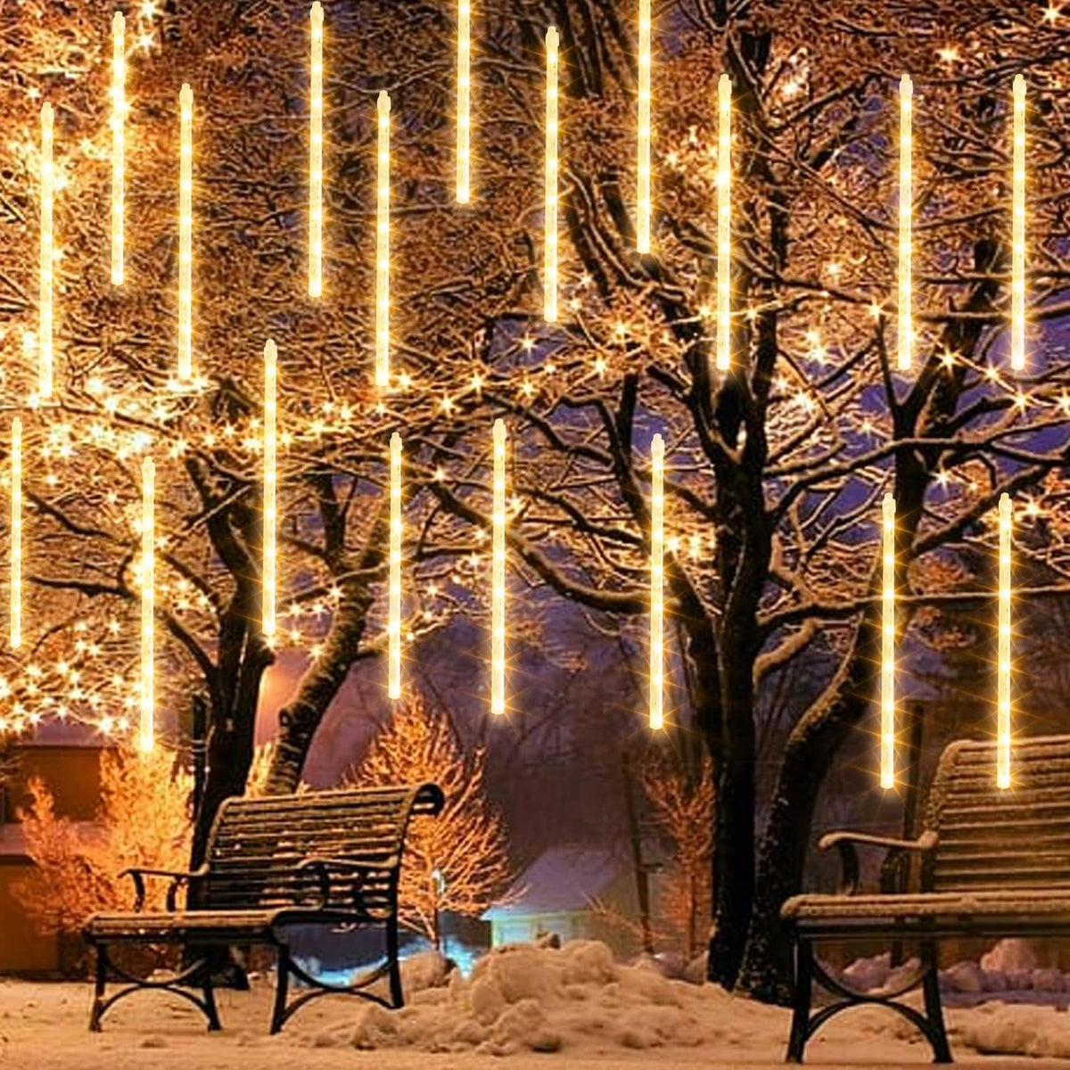 Dazzle Bright 864 LED Christmas Light, Meteor Shower Rain Lights 11.8 Inch 24 Tubes, Waterproof