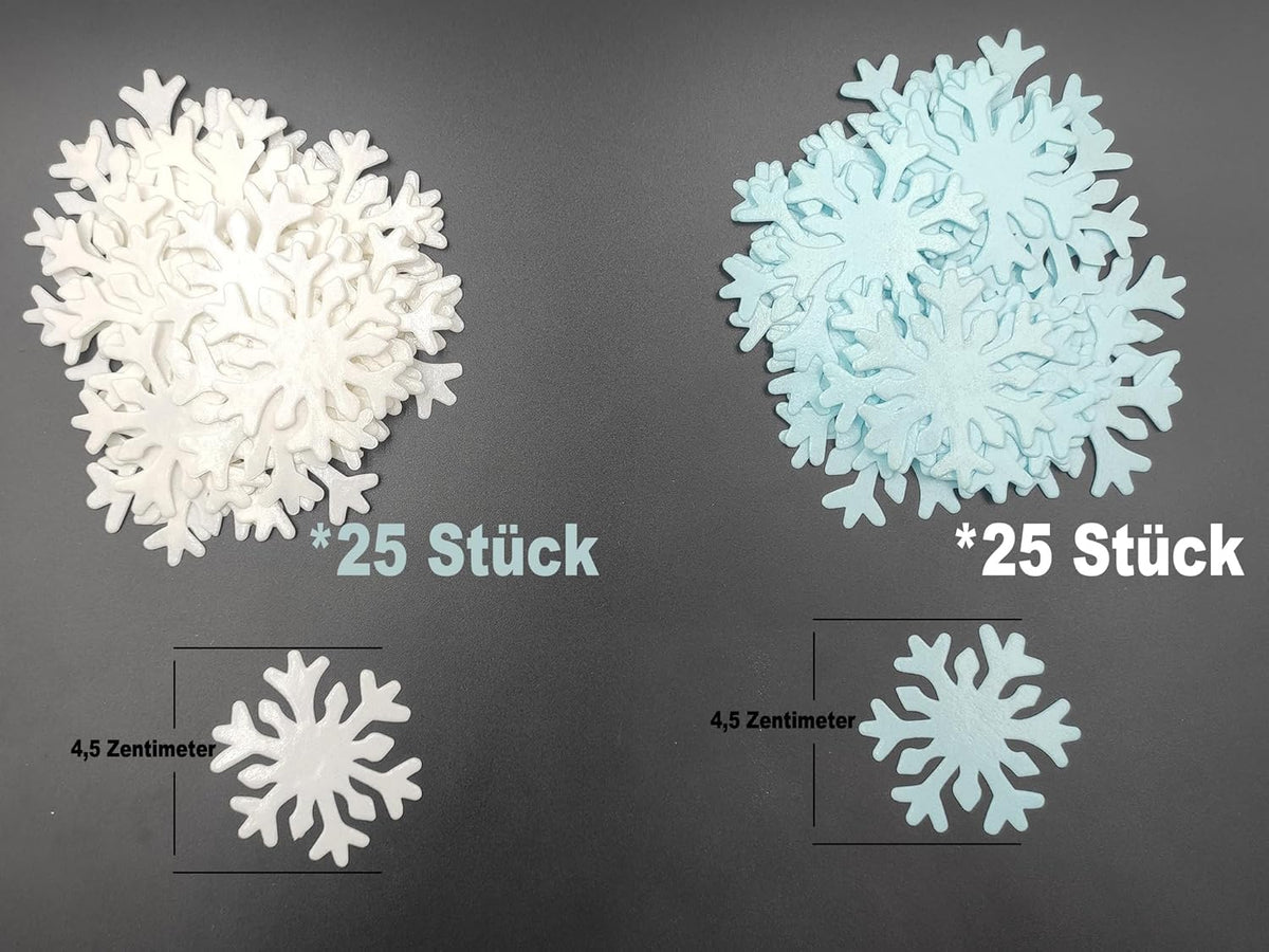 50pcs Edible Snowflakes for Cake Decorating Cupcake Toppers for Christmas Winter frozen Theme