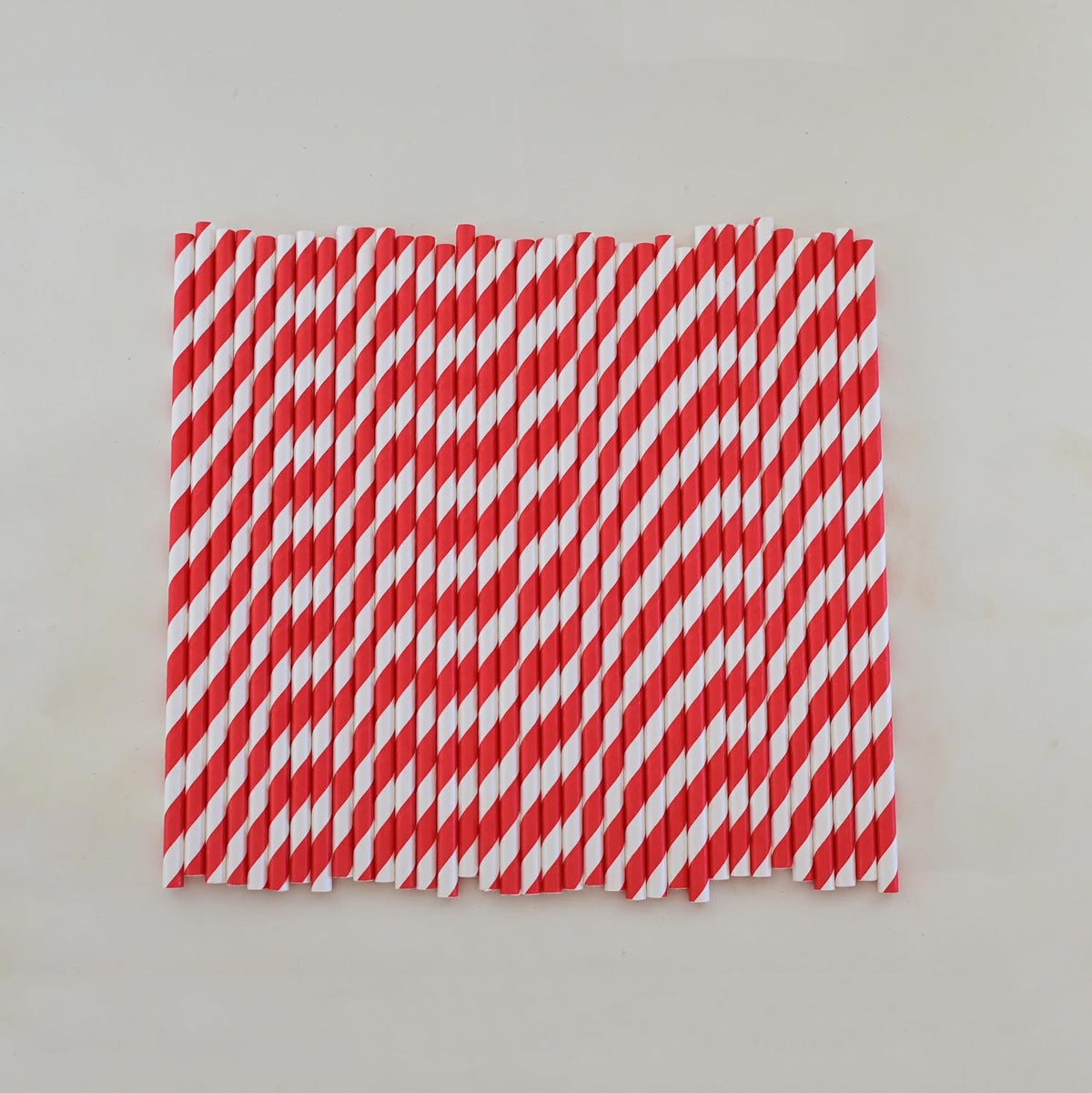 Disposable Red White Paper Straws - Striped Drinking Straws Bulk, for Party, Wedding, Cake Pops