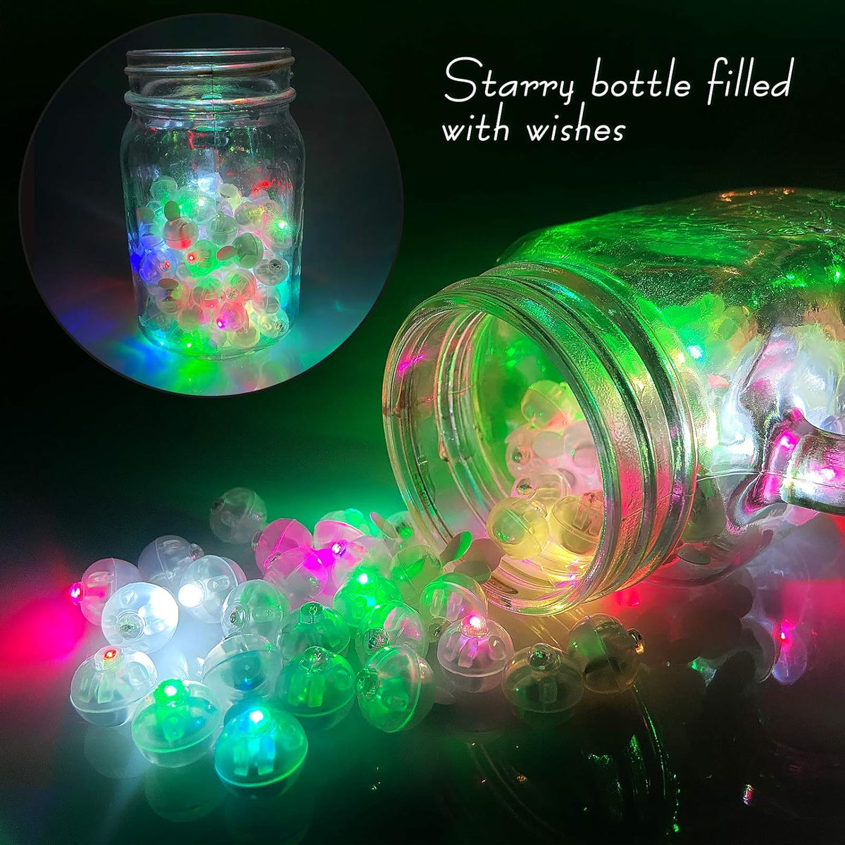 100pcs Multicolor LED Balloon Lights, Rainbow Colored Round Led Flash Mini Ball Lights for Paper