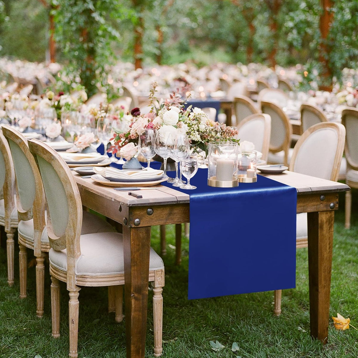 10 Pack Satin Table Runner 12 x 108 Inch Long Navy Silk Table Runner for Wedding Party Banquet