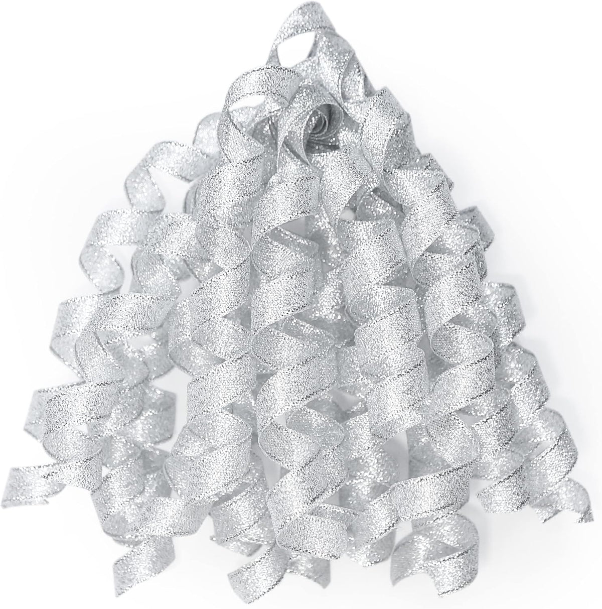 CT CRAFT LLC Silver Metallic Curly Ribbon Bow 6" Long x 6 Counts Gift Wrapping Pre-Tied