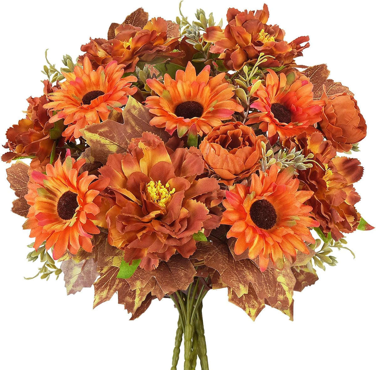 6 Pcs Fall Flowers Artificial for Decoration Silk Burnt Orange Flowers Fall Artificial Sunflowers