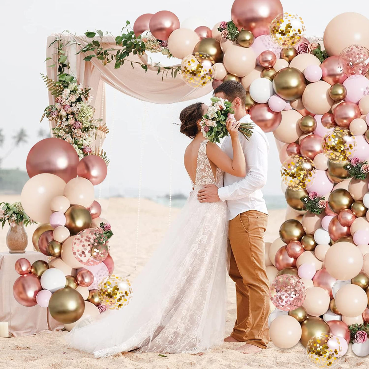 Blocesa Rose Gold Balloon Garland Arch Kit, Pink Gold, Latex, Party Decor.