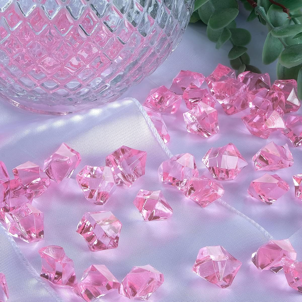 Babenest Acrylic Crushed Ice Rocks, 150 PCS Fake Crystals Plastic Ice Cubes Diamonds Gems for Vase