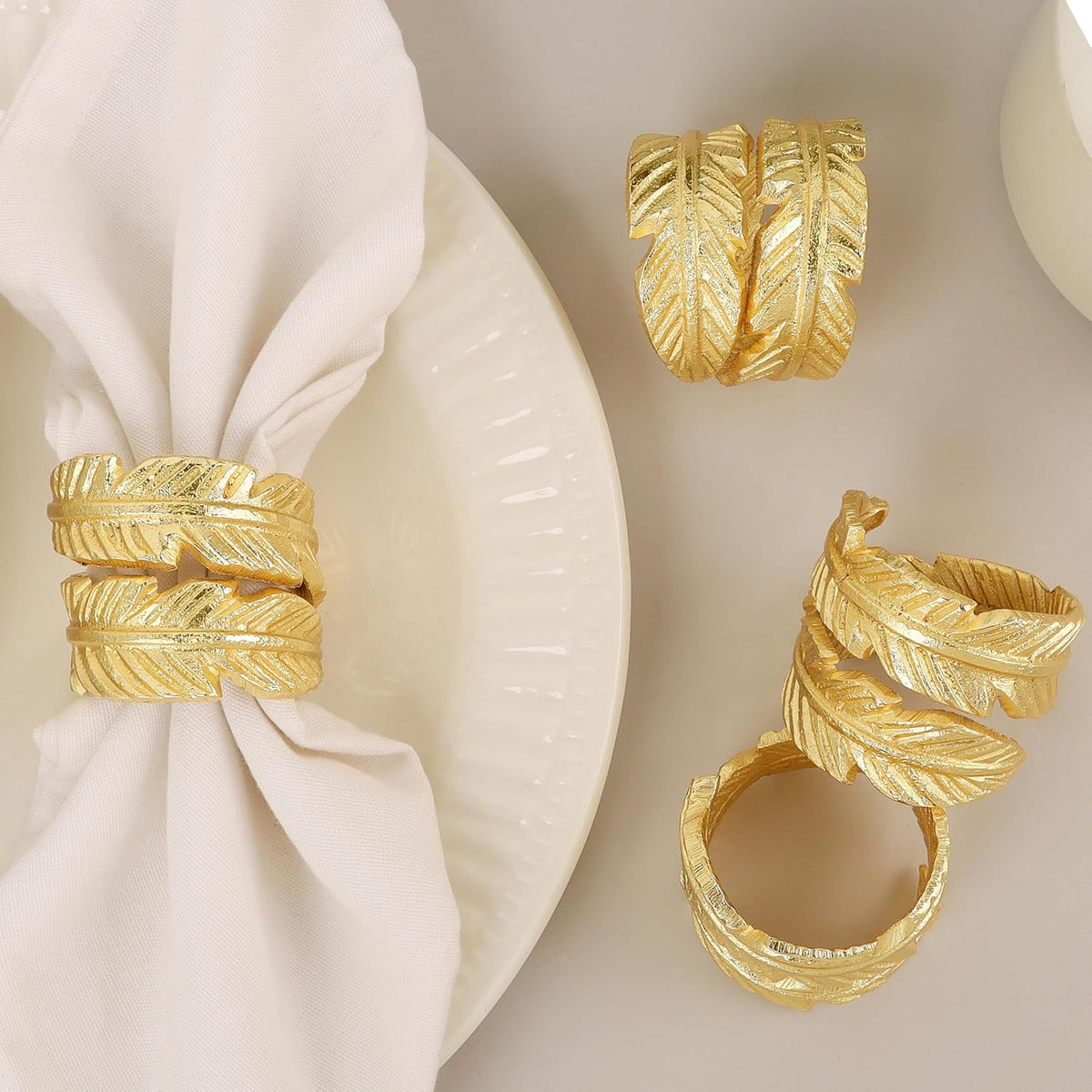 Gold Napkin Rings, Napkin Ring Set of 12, Napkin Holders for Dining Table Settings Thanksgiving