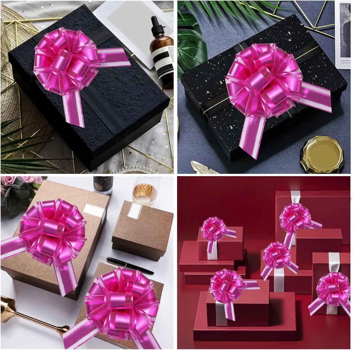 7 Pieces Large Pull Bows, 6 inche, Big Bow for Gift Wrapping, Christmas Party Birthday, Wedding