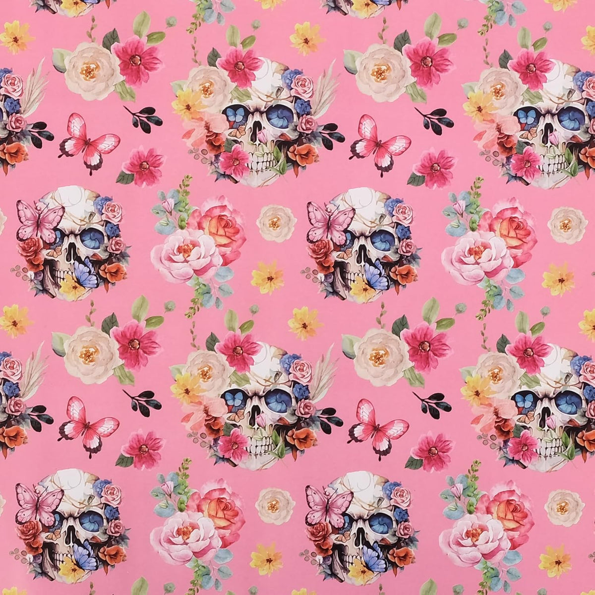 Aimyoo Gothic Wrapping Paper Roll, 17 Inch X 16.5 Feet Skull Floral Butterfly Design Gift Wrap