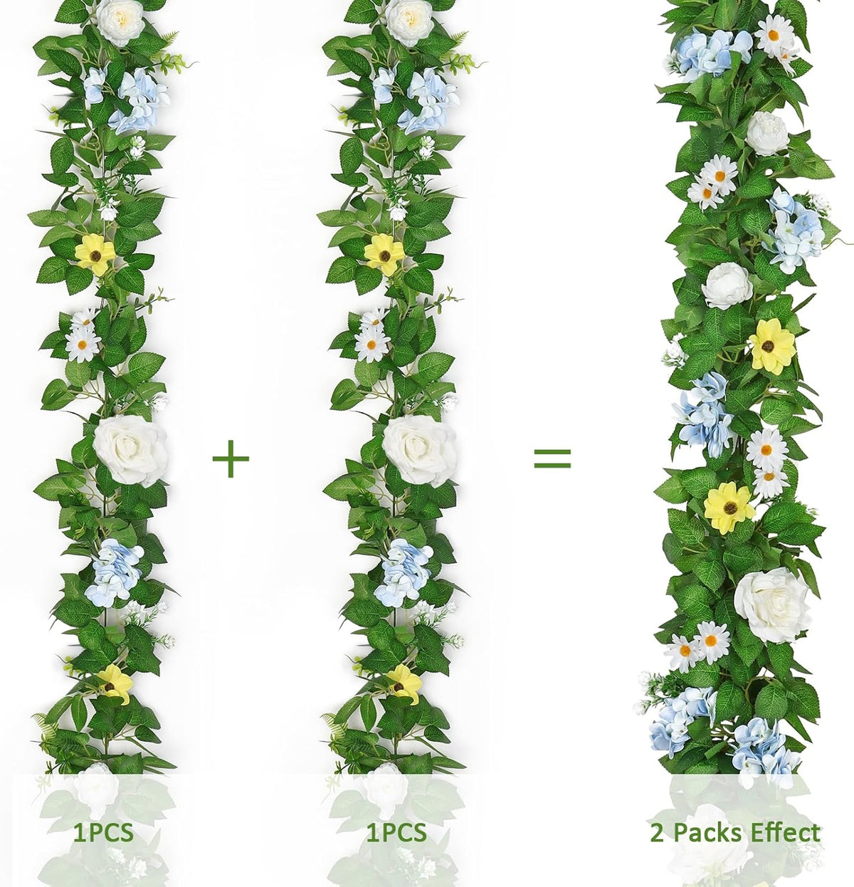 Dremisland 2PCS Artificial Rose Vine Fake Flower Garland 6FT Faux Silk Rose Hanging Vine Floral