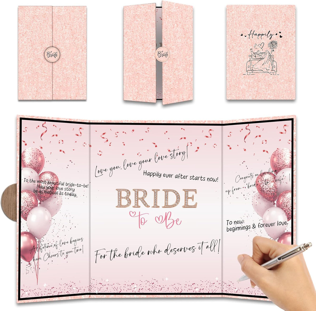 Pink Balloon Bridal Shower Decorations - Bride-to-Be Alternative Signature Guest Book for Women