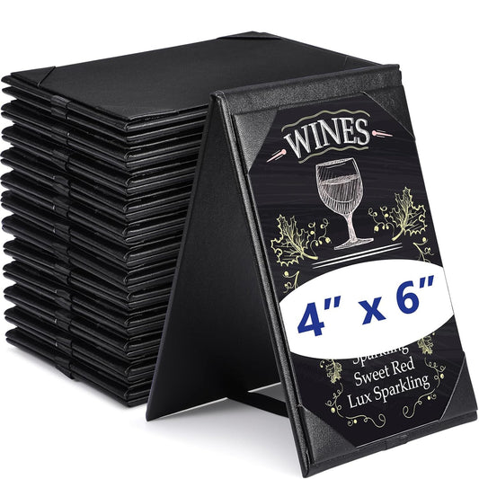 Gerrii Leatherette Table Tents Black PU Leather Menu Covers Bulk Double Sided Frame Sign Holders 2